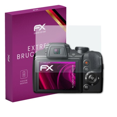 atFoliX Glasfolie für Fujifilm FinePix S9900W Displayfolie 9H Schutzpanzer