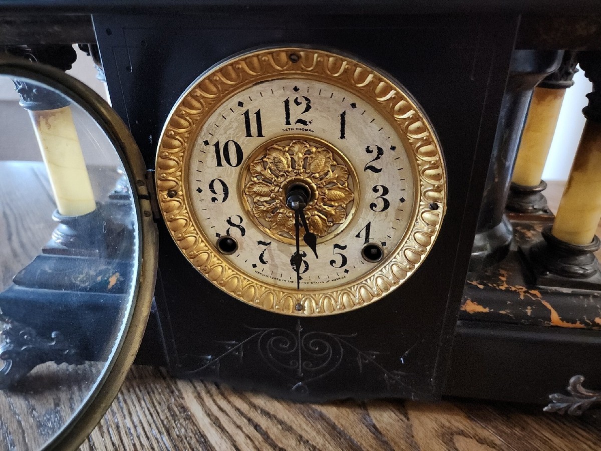 Antique Seth Thomas Adamantine Mantle Clock Shasta 1900s 89C