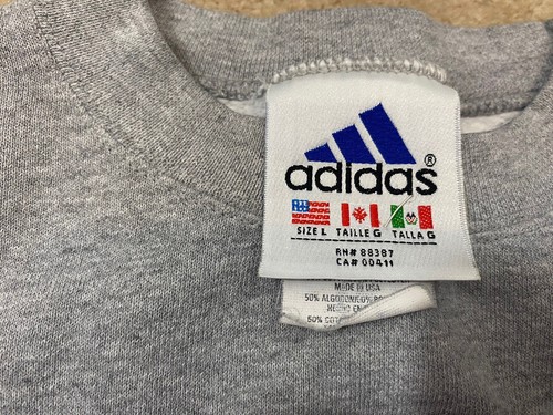 Vintage Adidas Sweater Youth Large Gray Long Sleeve Embroidered 90s Y2K - Picture 3 of 7