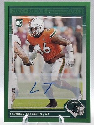2024 Panini Score Leonard Taylor III RC Rookie Card Auto Green #396