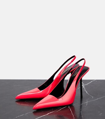 サンローラン Saint Laurent Paloma Slingback Shoes Saint Laurent Paloma 105 Pink Patent Slingback Heels Sz 38