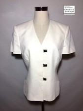 GIANNI VERSACE VINTAGE '90s COLLARLESS JACKET HOOKED WHITE 100 COTTON ITALY