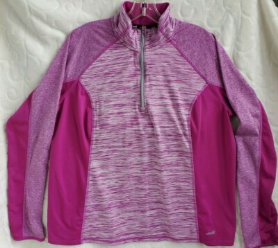 Avia 1/4 Zip Pullover Top Size XXL (20) Womens Pink Heather Thumb Holes 