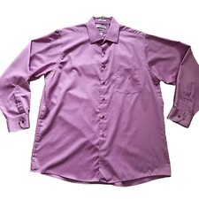 Men's Van Heusen Dress Shirt 17 34/35 Fitted Wrinkle Free Lux Mauve Regular Fit