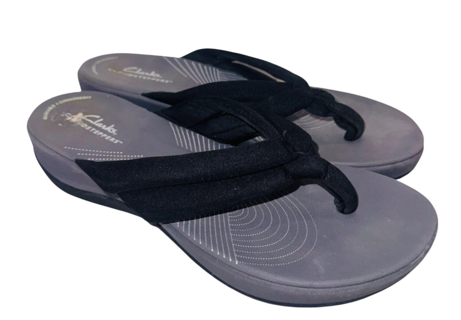 Sandali Clarks Cloudsteppers 9 nero grigio infradito ammortizzati slip on casual