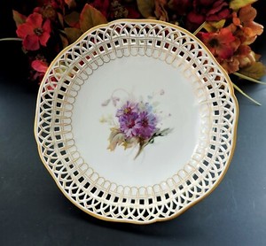 Kpm Berlin Meissen Type Pedestal Cake Plate With Hand Painted Flowers Ebay