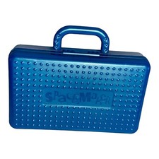 Spacemaker Large Blue Pencil Box with Handle Plastic Storage Case 11" x 7" VTG