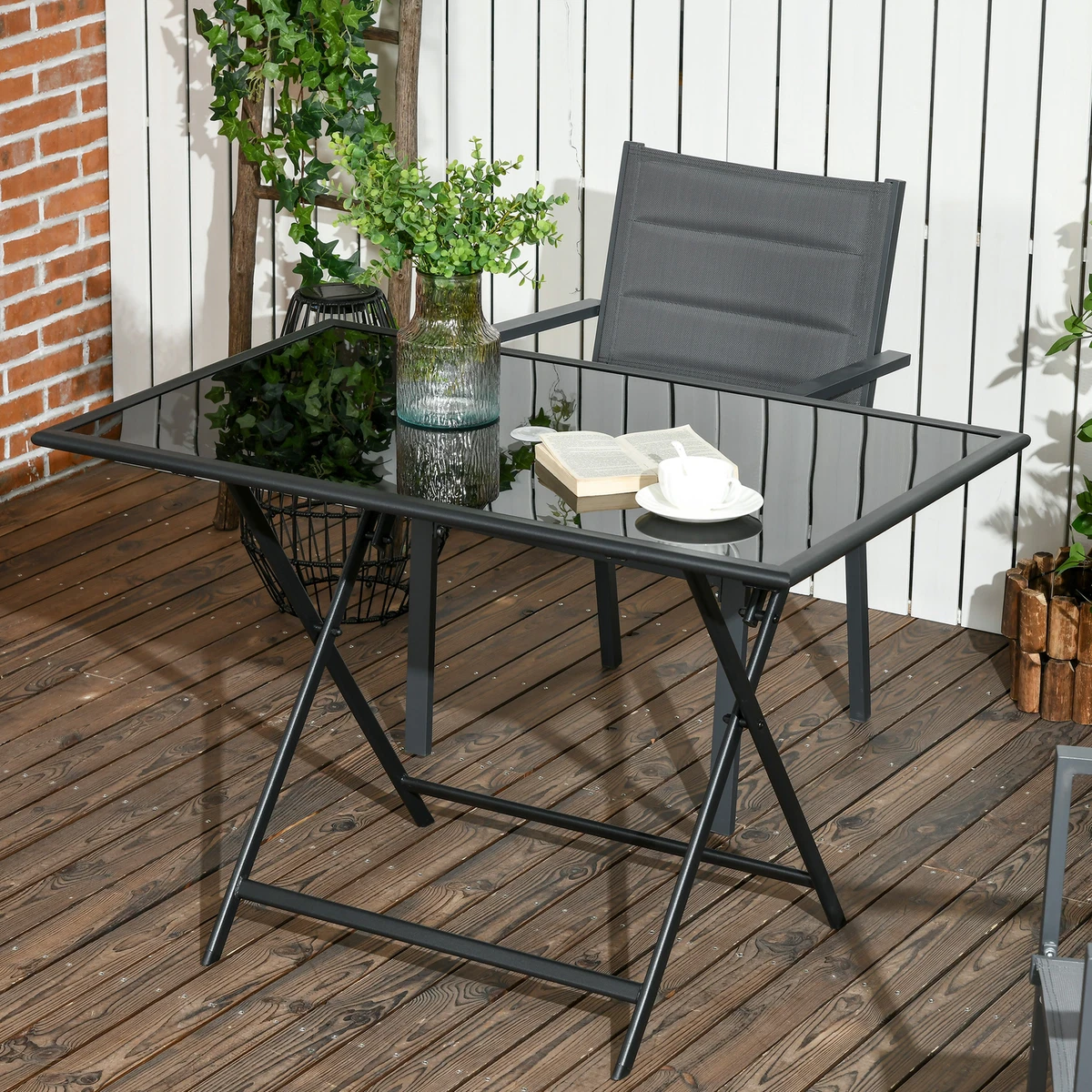 Garden dining table on sale with parasol hole
