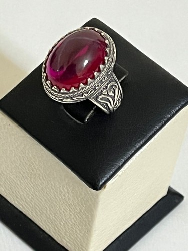 Elegant Men Silver 925 Ring Genuine Star Ruby Stone Handmade Design ياقوت نجمي - Picture 3 of 15