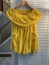 Vintage Gloria  s Fashions Women  s Romper Yellow Terry Cloth Cloth 1970s M