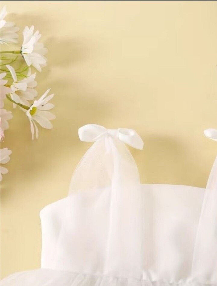 Neu weißes Tüll Kleid Baby Mädchen 74 Abendkleid schleifen