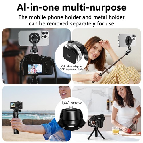 Aluminum Magnetic Stand Mount for iPhone,Cellphone Tripod Mount Smartphone Tr... - 第 7/7 張圖片