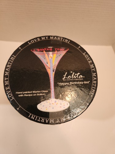Lolita Happy Birthday-Tini Hand Painted Birthday 7 Oz Martini Glass New Open Box - 第 2/7 張圖片