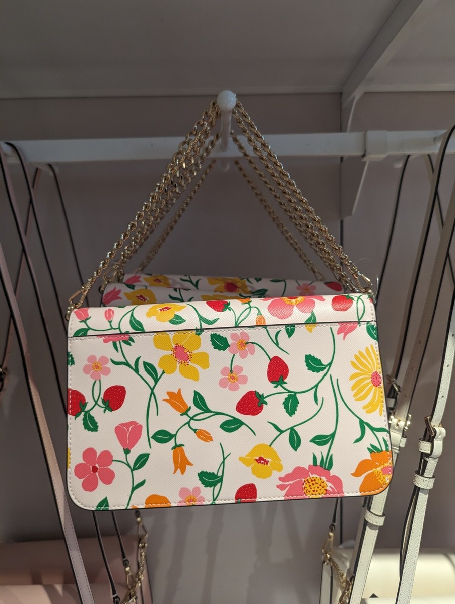 NWT Kate Spade KG735 Madison Strawberry Garden Printed Flap
