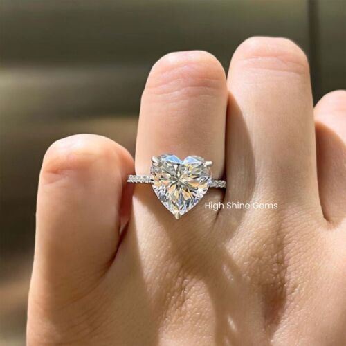 3.50CT Heart Shape Real Moissanite Solitaire Eternity Wedding Ring 14K Gold