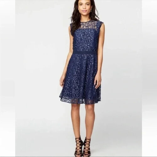 Rachel Roy Blue Lace Fit & flare Mini Dress Size 10 - Picture 2 of 10