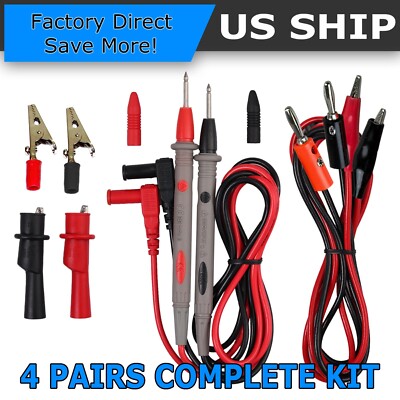 FOR Fluke Meter Electrical Alligator Clip Probes 1000V 20A Multimeter Test Leads