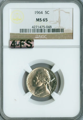 1964 JEFFERSON NICKEL NGC MS65 MAC 4FS TOUGH DATE $150.00 IN FS .