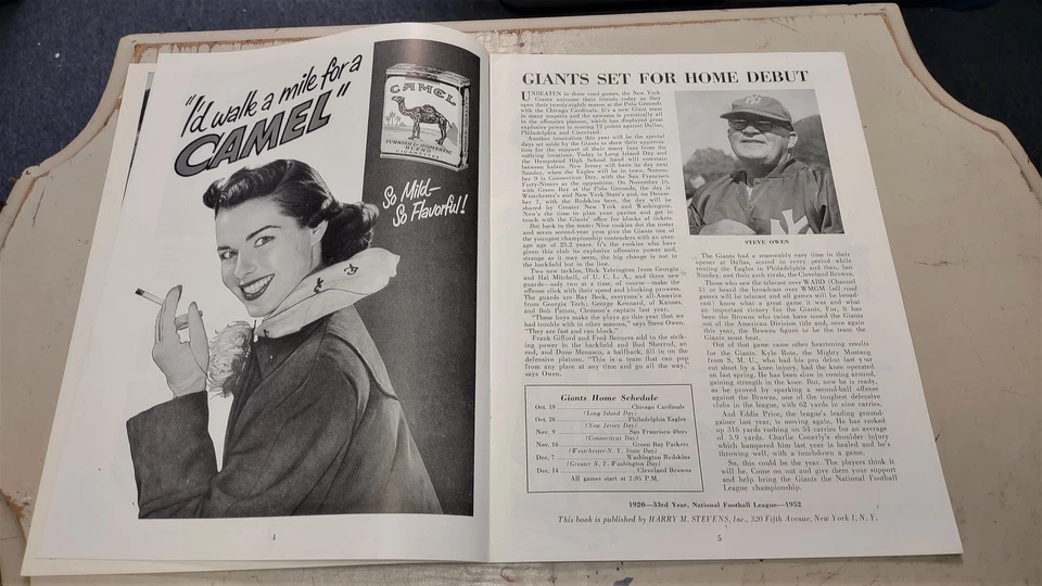 1952 Football Program: Chicago Cardinals vs New York Giants Polo Grounds M24 - Image 4 of 4