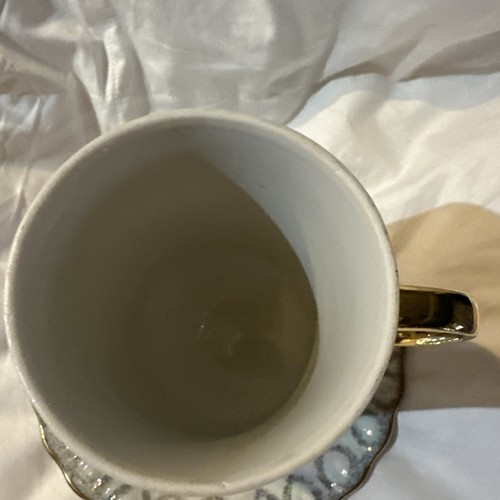 Vintage handbemalte Porzellan Teetasse & Untertasse Beeren & Obst Goldfuß Glanz - Bild 7 von 14