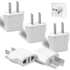 6 Pack Travel Adapter: European to US Outlet Plug Adapter White White