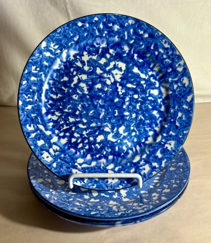 3 Stangl Blue Town And Country 8 3/8" Salad Plates