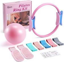 Home Pilates Essentials Kit for Women Pink Ring and Ball Pilates Set Equipment,