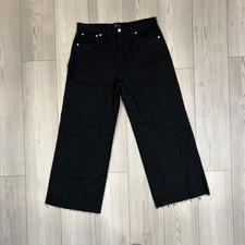Gap High Rise Wide-Leg Black Wash Raw Hem Jeans Women  s Size 14/32