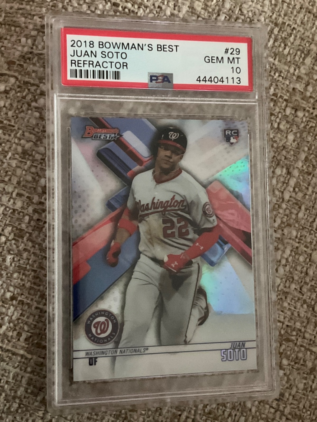 2018 JUAN SOTO BOWMAN'S BEST REFRACTOR ROOKIE CARD #29 GEM MINT PSA 10.