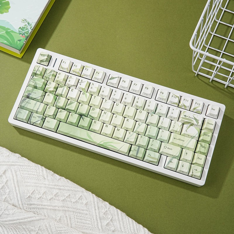 Jaycomia Bamboo Forest PBT Keycaps 131-Key Cherry Profile Dye-Sub Backlit
