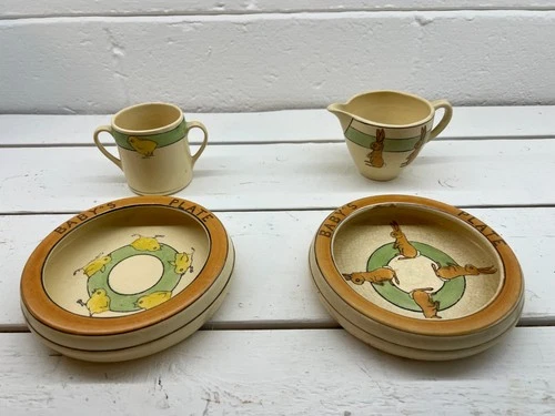 Vintage Roseville Pottery Juvenile Creamware, Rabbit and Chick