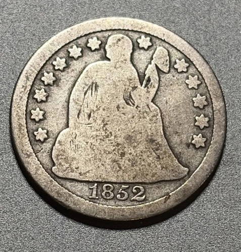 1852 United States Silver Seated Liberty Dime - Circulated