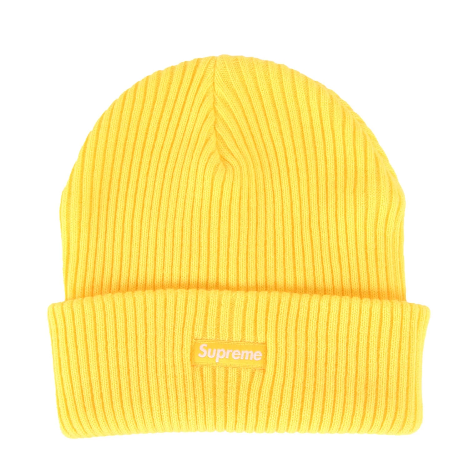 Bonnet Supreme 20AW large côte jaune acrylique occasion logo limité bouchon