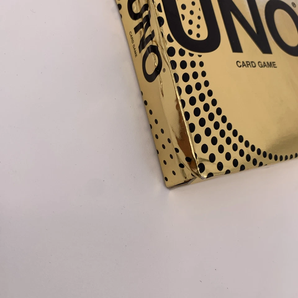 2025 Mattel UNO GOLD Edition Card Game - Premium GOLD Foil Cards Damaged Box - Image 4 of 4