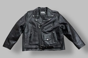 Vintage FMC Black Leather Biker Jacket Youth Size 20 Quilt Lined Nice & Clean