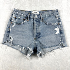 AGOLDE Parker Denim Shorts Womens 24 Light Wash Mid Rise 2" Inseam Distressed