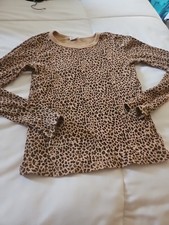 Gap Kids Waffle Knit Top Girl's Size L cheetah print