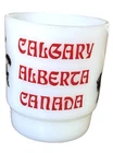 Vintage 1970s Fire-King Calgary Stampede Mug Rodeo Cowboy Bronco Milk Glass USA