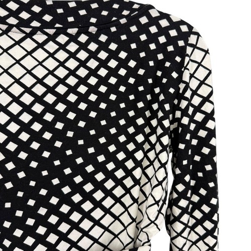 Banana Republic Womens Black Ivory Jersey Knit True Wrap Dress Long Sleeve sz M - Picture 13 of 17
