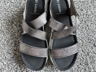 Inblu sandals metallic grey  Size 40 US 9-9.5 Comfort Outdoor Walking Travel
