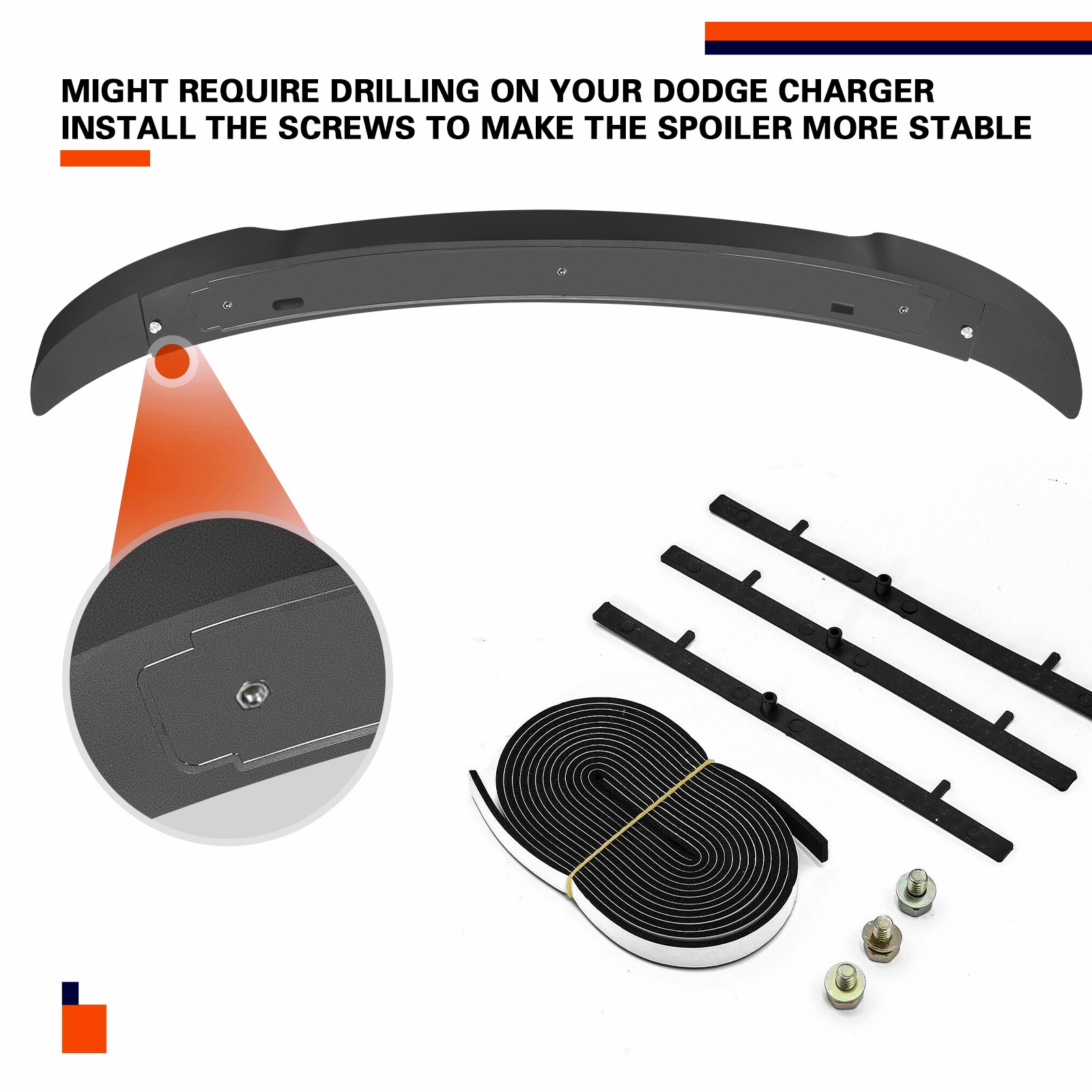 Fits 2011-2023 Dodge Charger Matt-Black Hellcat Style Rear Trunk Spoiler Wing