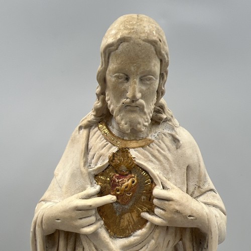 Antigua figura religiosa francesa sangrando corazón Jesús Pieraccini pesada tiza - Imagen 3 de 11