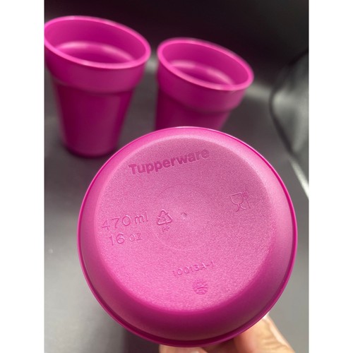 Tupperware Aloha Home Stackable 16oz / 470ml Tumbler Set of 4 Purple Apricot New - 第 3/3 張圖片