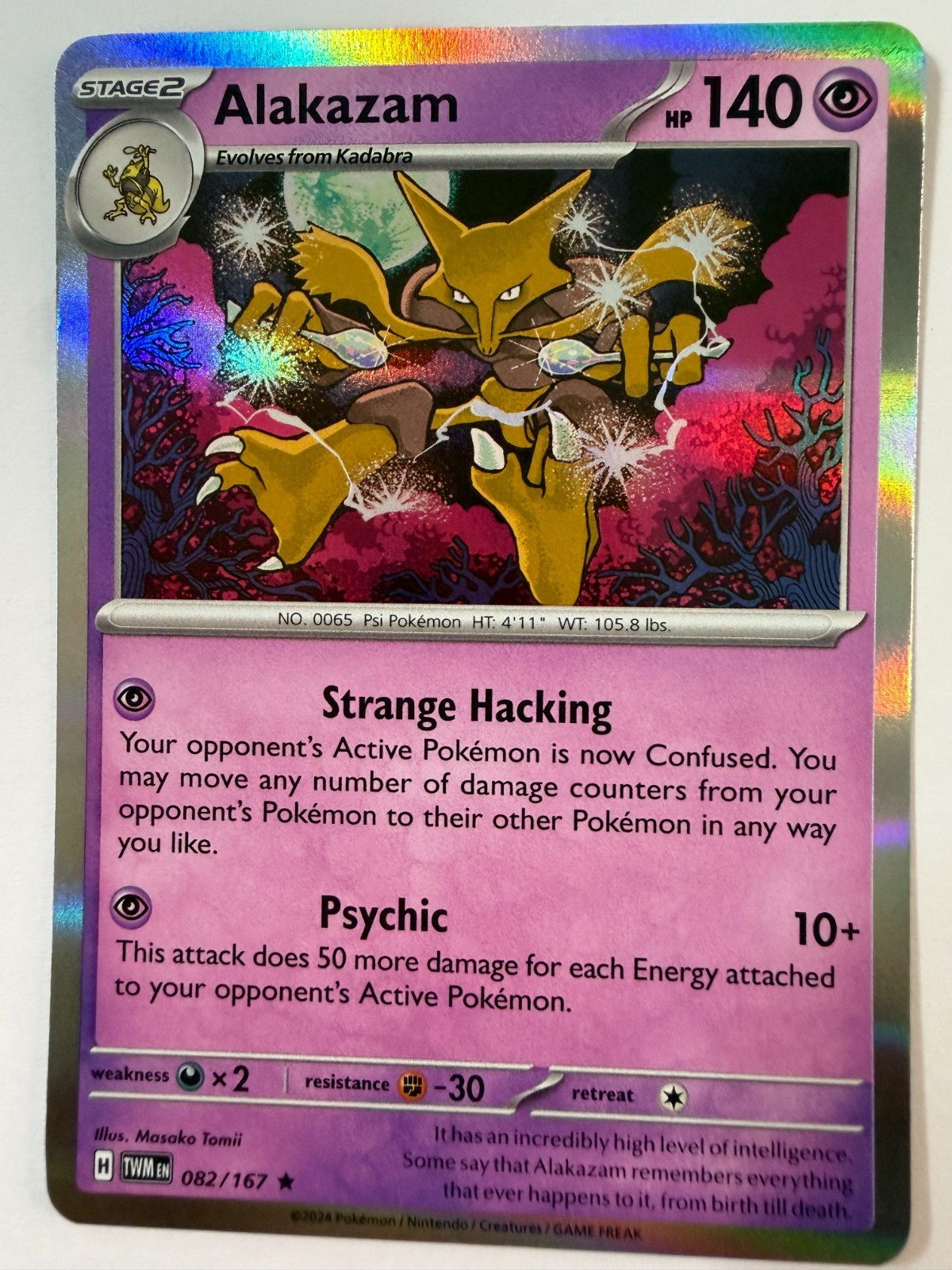 Pokémon TCG Alakazam Rare Holo 82/167 Twilight Masquerade