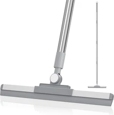 Floor Squeegee 180° Rotating Head 52" Long Handle Silver for Floor Window