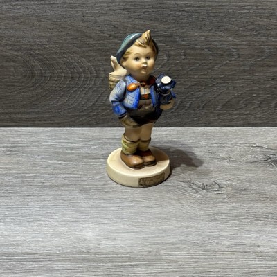 MI Hummel Figurine Boy with Umbrella Backpack Pig Goebel W Germany 1948