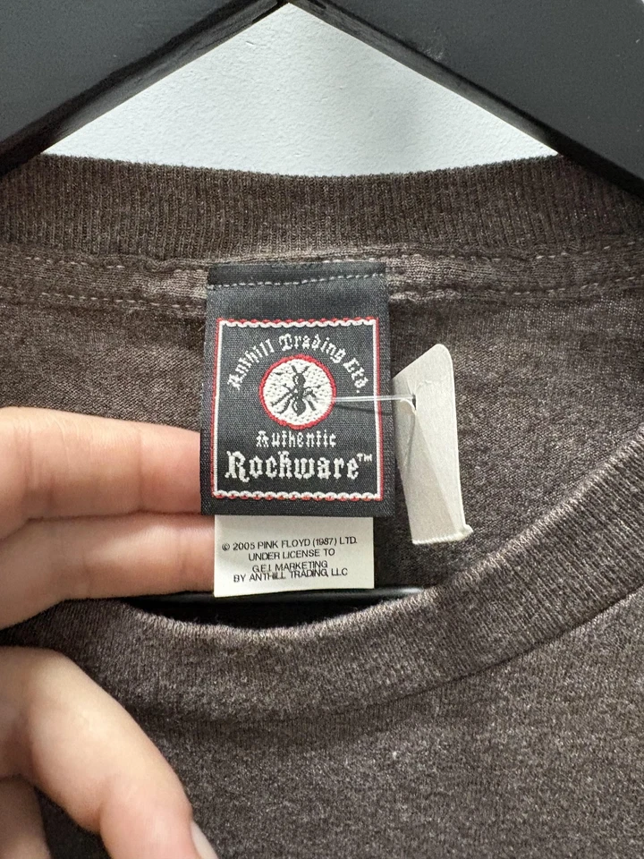 Винтажная мужская футболка Pink Floyd средний размер коричневая вересковая лента графический рок 2005 00s - Изображение 4 из 4