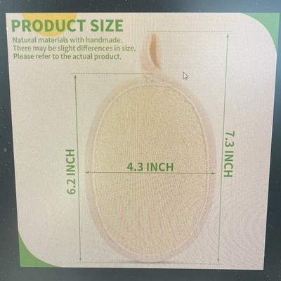 Oval Loofah Bath Brush Exfoliating Body Scrubber, Natural Fibers, 7.3 in