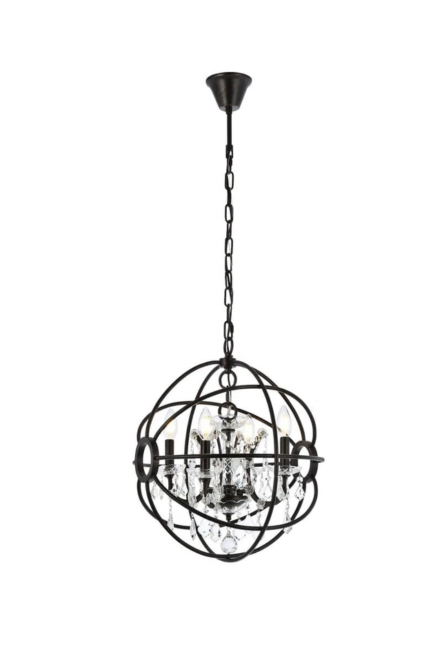 Elegant Lighting 1130D17/RC Geneva 4 Light 17"W Crystal Pendant - Bronze - Image 3 of 4
