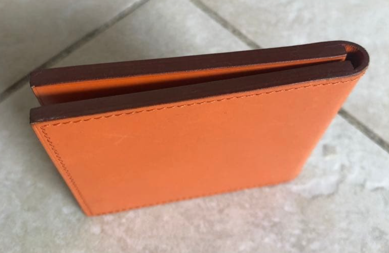 HERMES Orange Leather Compact Pocket Mirror 2001 Ginza Limited